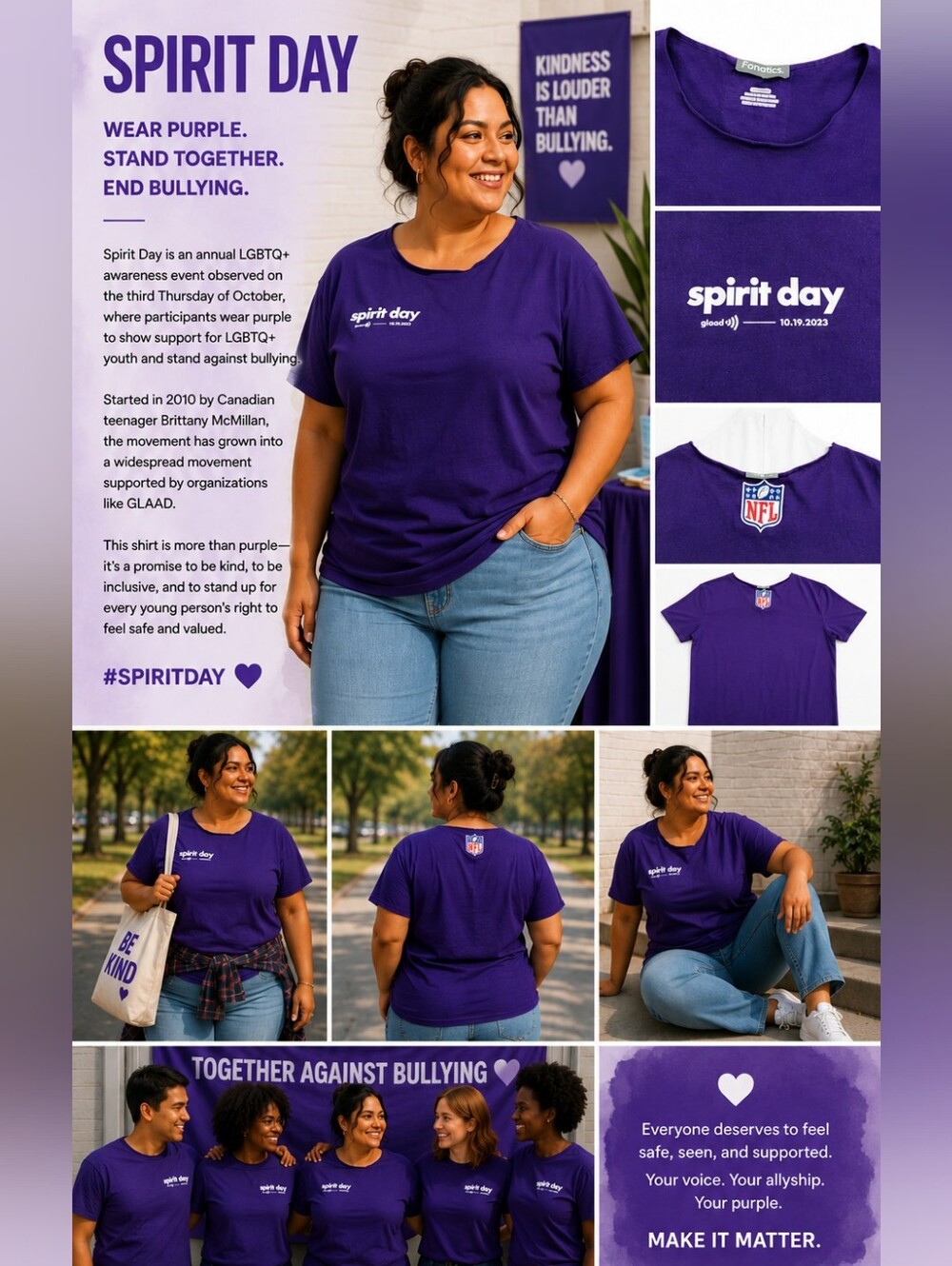Fanatics Spirit Day Purple NFL T-Shirt XL
